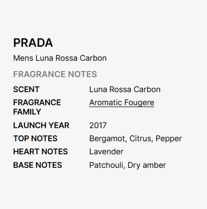 EDF PRADA LUNA ROSSA CARBON BY PRADA For MEN